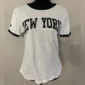 On Fire New York Logo Graphic Women's Tee Top - Black & White, Medium